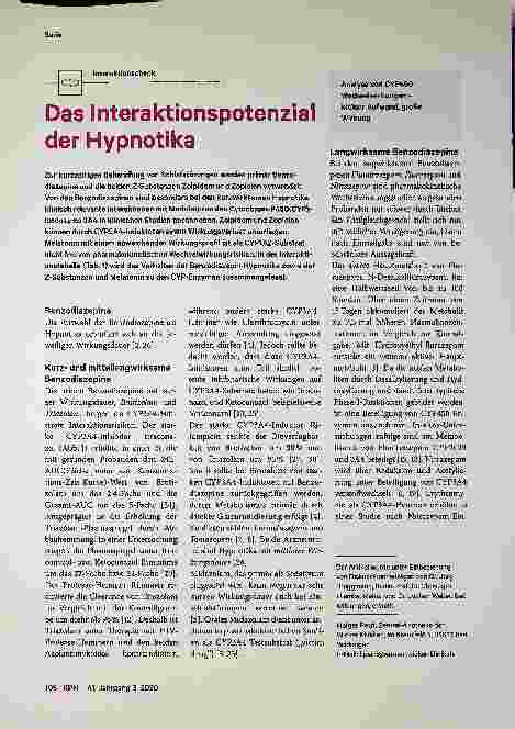 Vorschauseite 1: Das Interaktionspotenzial der Hypnotika
