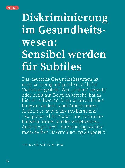 Vorschauseite 1: Diskriminierung im Gesundheitswesen: Sensibel werden für Subtiles