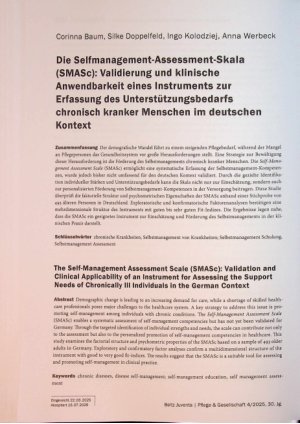 Vorschauseite 1: Die Selfmanagement-Assessment-Skah (SMASc): Validierung und klinische Anwendbarkeit eines Instruments zur Erfassung des Unterstützungsbedarfs chronisch kranker Menschen im deutsch…