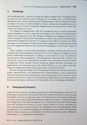 Vorschauseite 2: Die Selfmanagement-Assessment-Skah (SMASc): Validierung und klinische Anwendbarkeit eines Instruments zur Erfassung des Unterstützungsbedarfs chronisch kranker Menschen im deutsch…