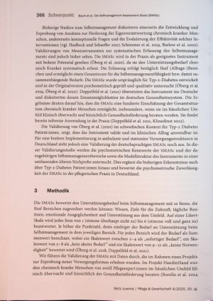 Vorschauseite 3: Die Selfmanagement-Assessment-Skah (SMASc): Validierung und klinische Anwendbarkeit eines Instruments zur Erfassung des Unterstützungsbedarfs chronisch kranker Menschen im deutsch…