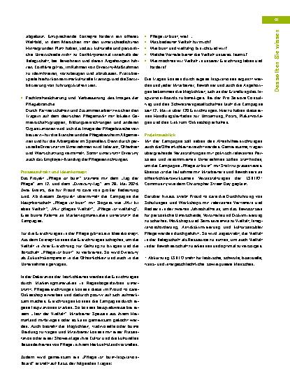 Vorschauseite 2: Pflege ist bunt – Eine Kampagne von Proud to Care. Ein Projekt der Pro Seniore Consulting und Conception für Senioreneinrichtungen AG.