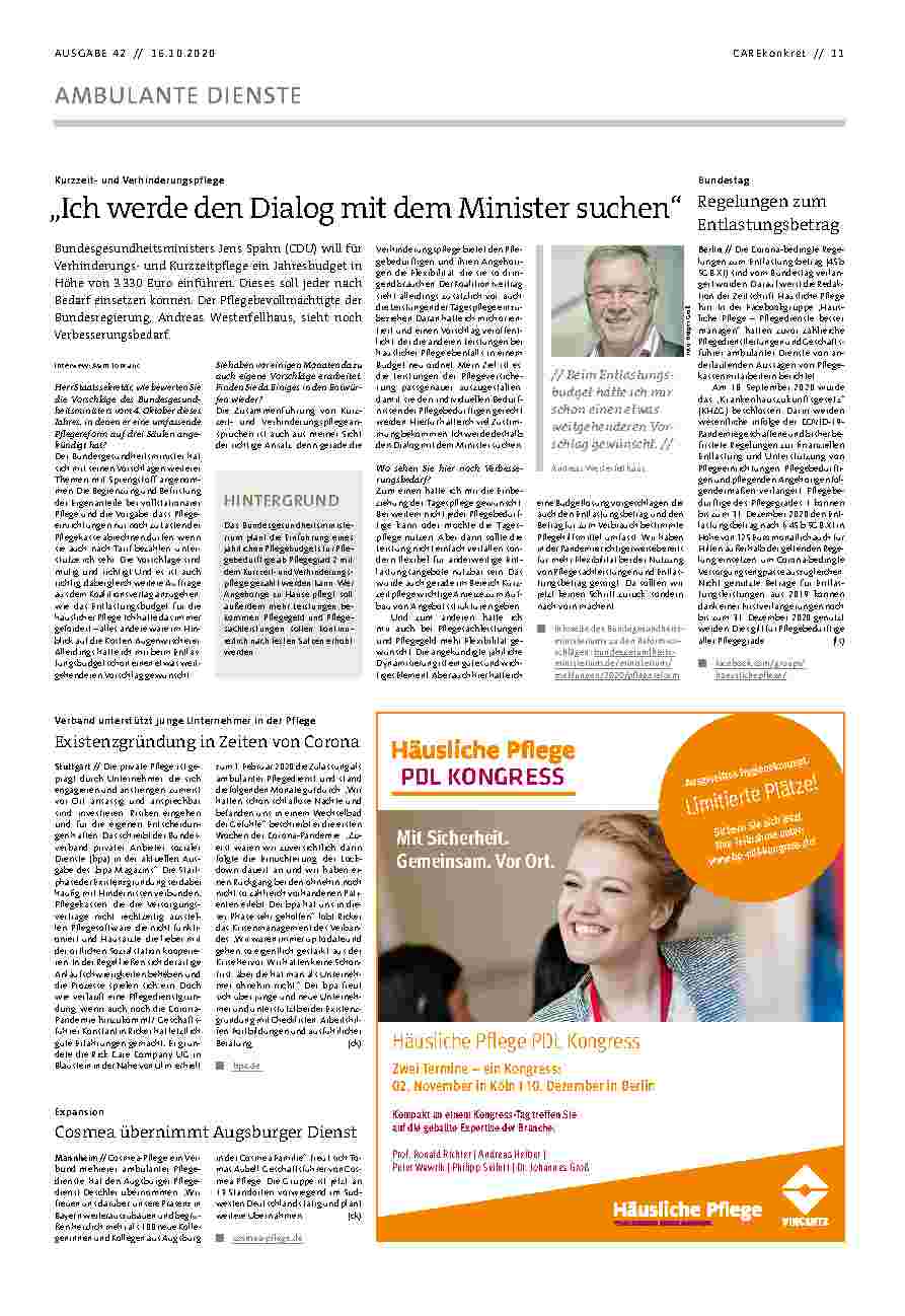 Vorschauseite 1: Ich werde den Dialog mit dem Minister suchen.