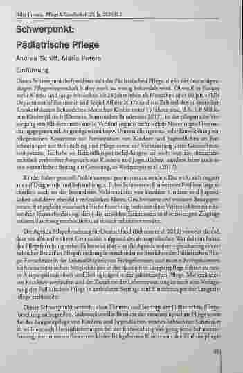 Vorschauseite 1: Schwerpunkt: Pädiatrische Pflege