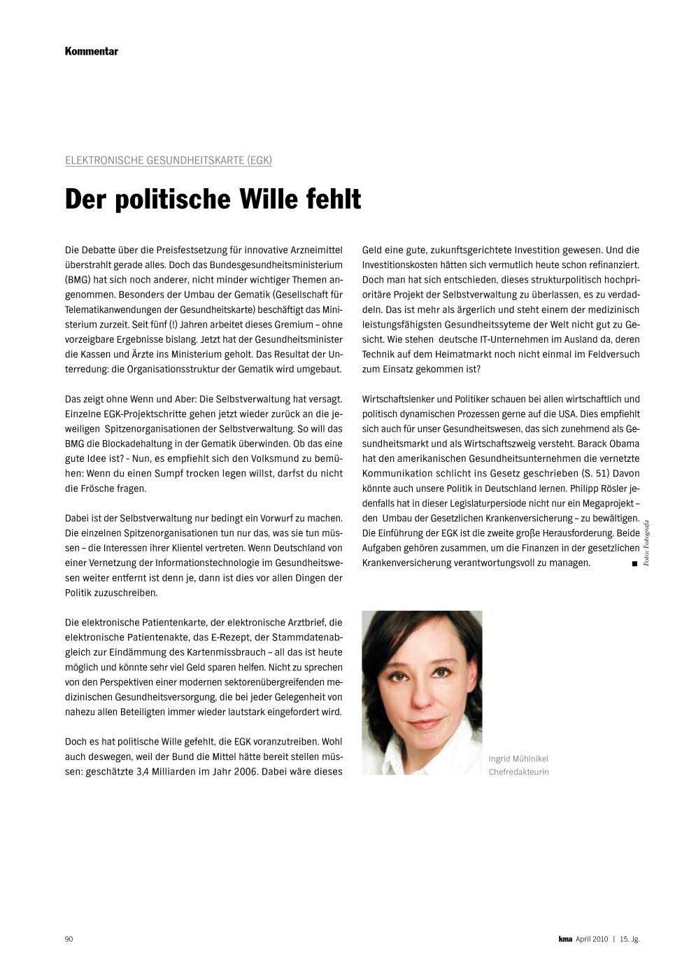 Vorschauseite 1: Der politische Wille fehlt