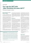 Vorschauseite 1: Zur Lage der MFT oder „Was verstehen Sie unter MFT?”