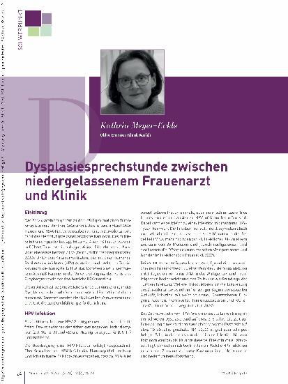 Vorschauseite 1: Dysplasiesprechstunde zwischen niedergelassenem Frauenarzt und Klinik