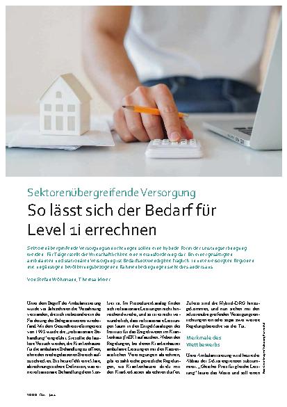 Vorschauseite 1: Sektorenübergreifende Versorgung. So lässt sich der Bedarf für Level 1i errechnen.