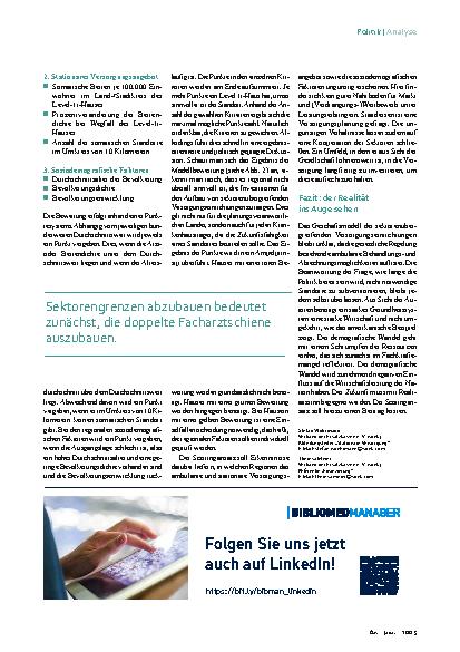 Vorschauseite 4: Sektorenübergreifende Versorgung. So lässt sich der Bedarf für Level 1i errechnen.