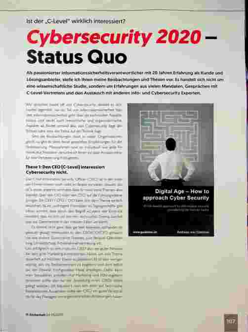 Vorschauseite 1: Ist der „C-Level“ wirklich interessiert? Cybersecurity 2020 - Status Quo