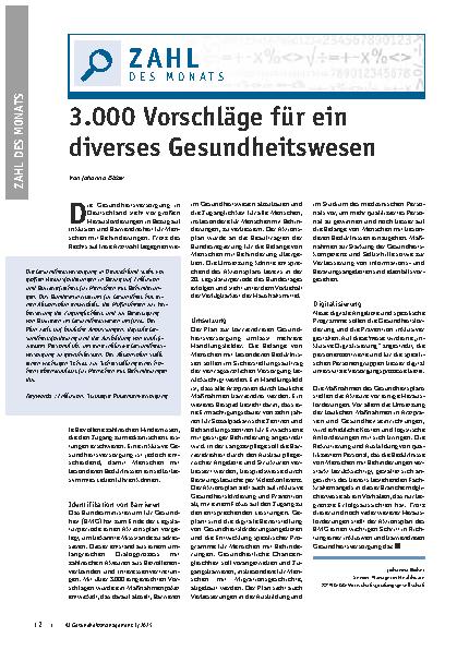 Vorschauseite 1: 3.000 Vorschläge für ein diverses Gesundheitswesen