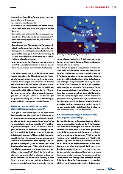 Vorschauseite 2: Die neue Verordnung der EU zur Künstlichen Intelligenz und deren Bedeutung