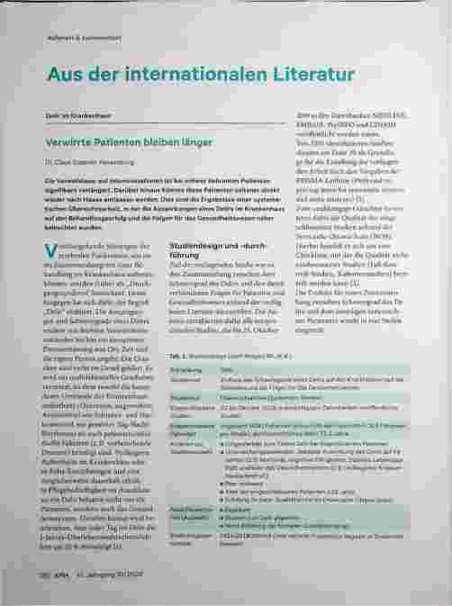 Vorschauseite 1: Delir im Krankenhaus: Verwirrte Patienten bleiben länger.