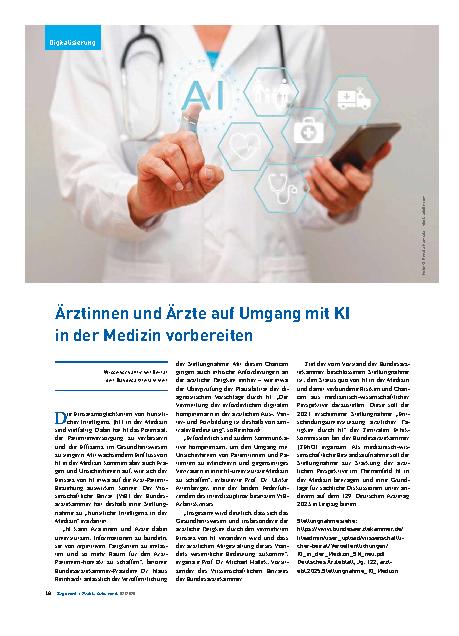Vorschauseite 1: Ärztinnen und Ärzte auf Umgang mit KI in der Medizin vorbereiten