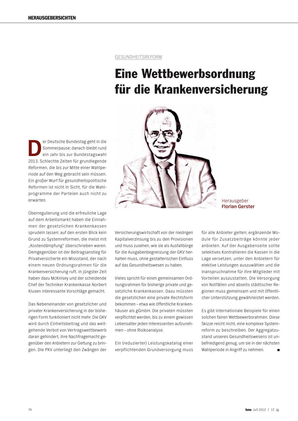 Vorschauseite 1: Eine Wettbewerbsordnung für die Krankenversicherung