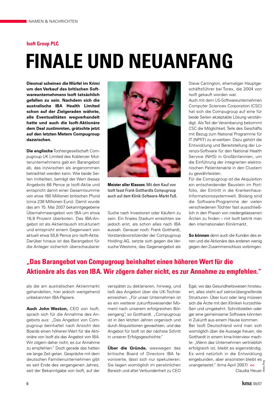Vorschauseite 1: Finale und Neuanfang