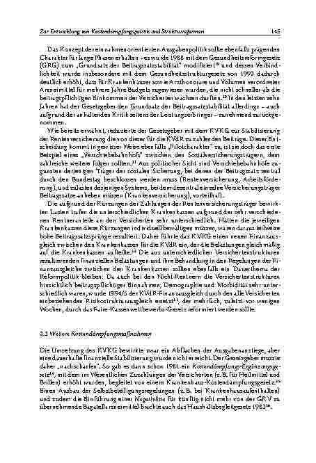 Vorschauseite 5: Zur Entwicklung von Kostendämpfungspolitik und Strukturreformen im deutschen Gesundheitswesen