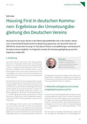 Vorschauseite 1: Housing First in deutschen Kommunen: Ergebnisse der Umsetzungsbegleitung des Deutschen Vereins