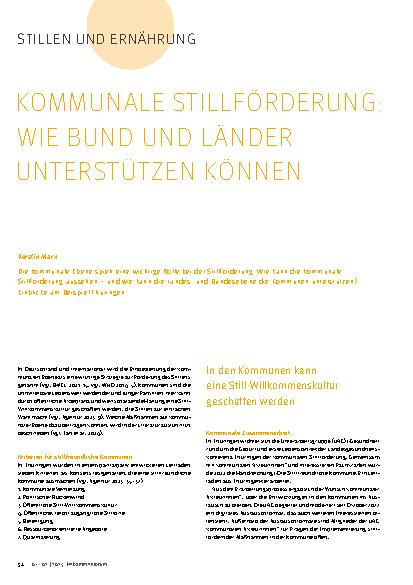 Vorschauseite 1: Kommunale Stillförderung: Wie Bund und Länder unterstützen können