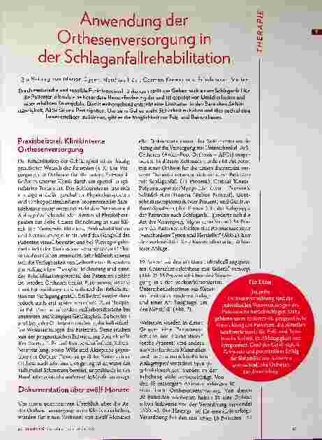 Vorschauseite 1: Anwendung der Orthese in der Schlaganfallrehabilitation