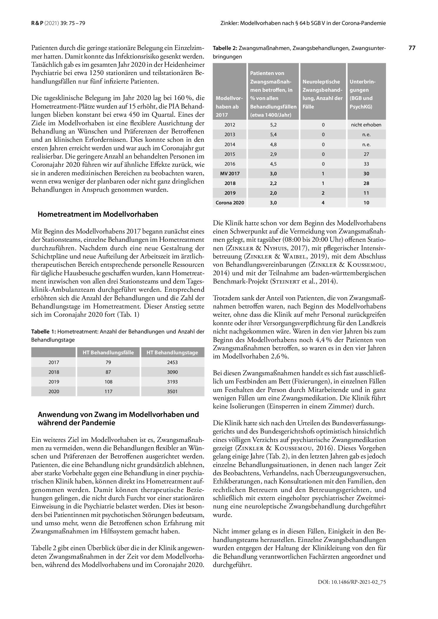 Vorschauseite 3: Modellvorhaben nach § 64 b SGB V in der Corona-Pandemie: Versorgung, Struktur und Zwangsmaßnahmen