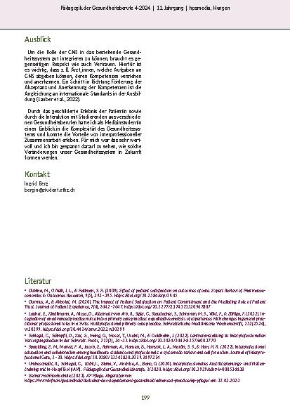 Vorschauseite 3: Interprofessionalität im Studium: Erfahrungen einer Medizinstudentin
