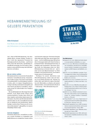 Vorschauseite 1: Hebammenbetreuung ist gelebte Prävention