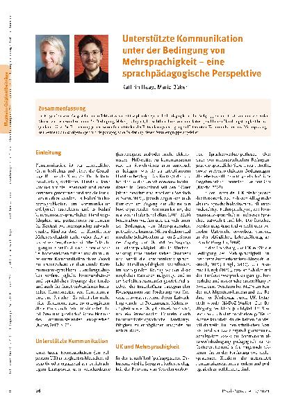 Vorschauseite 1: Unterstützte Kommunikation unter der Bedingung von Mehrsprachigkeit – eine sprachpädagogische Perspektive