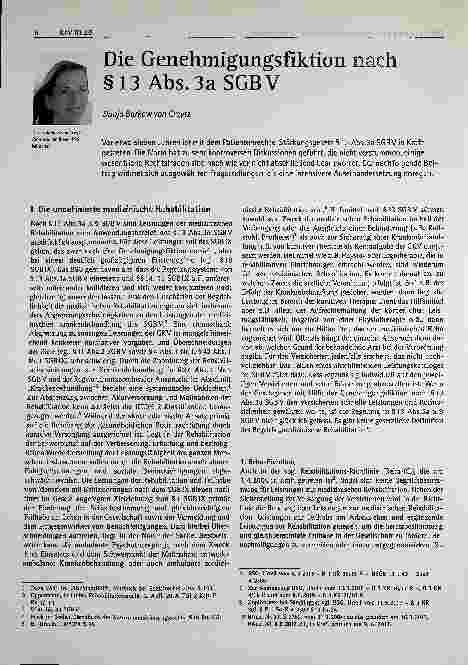 Vorschauseite 1: Die Genehmigungsfiktion nach §13 Abs. 3a SGB V