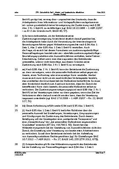 Vorschauseite 5: III. Personalvertretungsund Betriebsverfassungsrecht Versetzung – Zustimmungsverweigerung des Betriebsrats