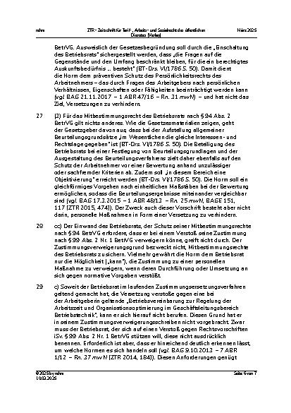 Vorschauseite 6: III. Personalvertretungsund Betriebsverfassungsrecht Versetzung – Zustimmungsverweigerung des Betriebsrats