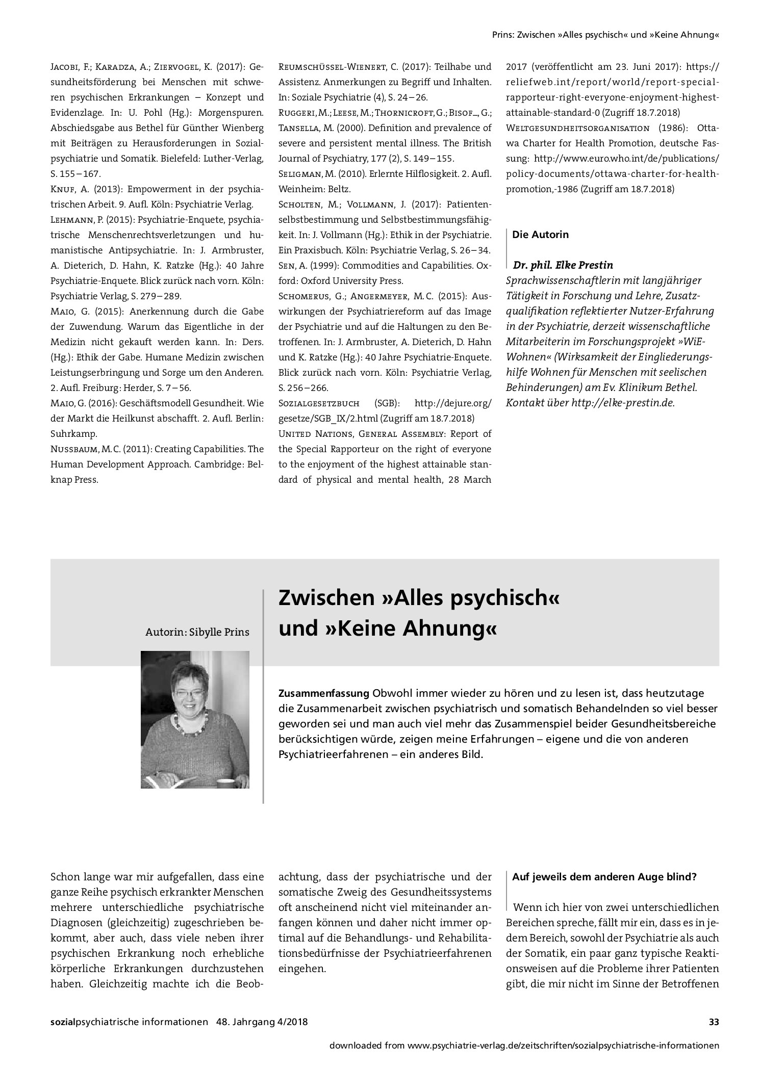 Vorschauseite 5: Neues Denken ist gefragt! Der Umgang mit somatischer Komorbidität psychisch kranker Menschen im Lichte der UN-BRK