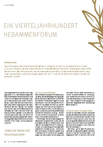 Vorschauseite 1: Ein Vierteljahrhundert Hebammenforum