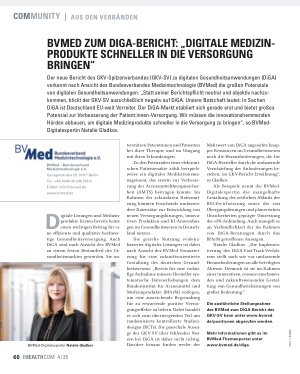 Vorschauseite 1: BVMED zum DIGA - Bericht: " Digitale Medizinprodukte schneller in die Versorgung bringen