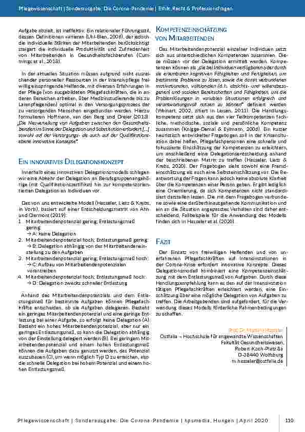 Vorschauseite 2: Vertrauensund kompetenzbasiertes Delegationsmodell in Zeiten von Corona