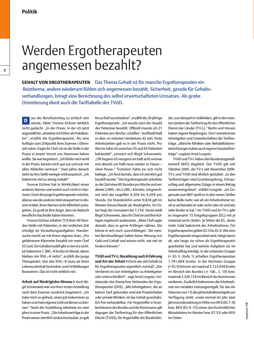Vorschauseite 1: Gehalt von Ergotherapeuten ? Werden Ergotherapeuten angemessen bezahlt?