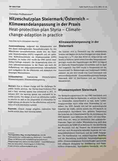 Vorschauseite 1: Hitzeschutzplan Steiermark/Österreich - Klimawandelanpassung in der Praxis