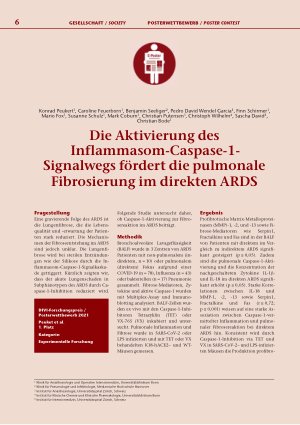 Vorschauseite 1: Die Aktivierung des Inflammasom-Caspase-1- Signalwegs fördert die pulmonale Fibrosierung im direkten ARDS