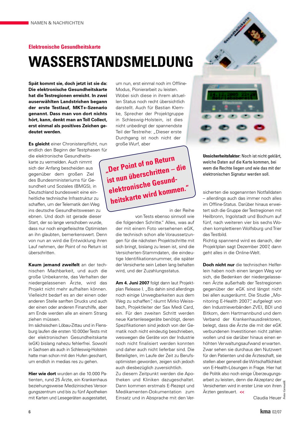 Vorschauseite 1: Wasserstandsmeldung