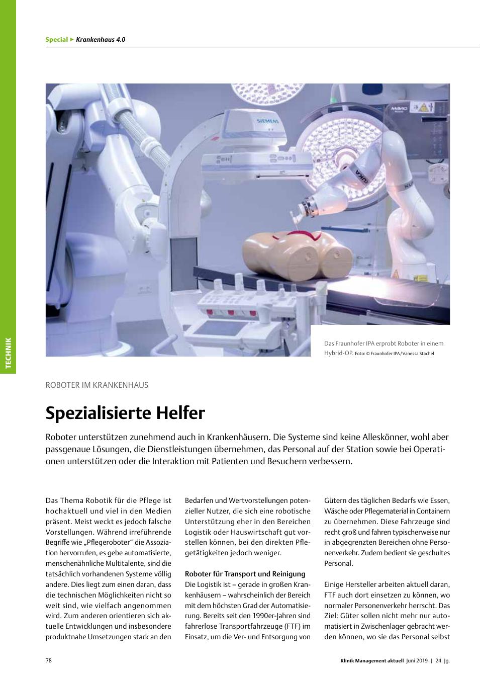 Vorschauseite 1: Roboter im Krankenhaus: Spezialisierte Helfer