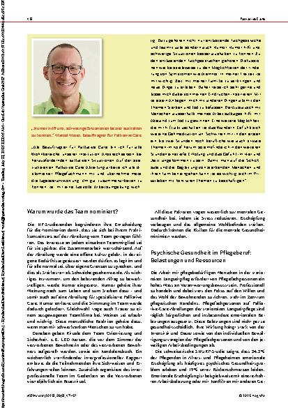 Vorschauseite 2: Mentale Gesundheit in der Palliative Care Was hilft in belastenden Situationen?