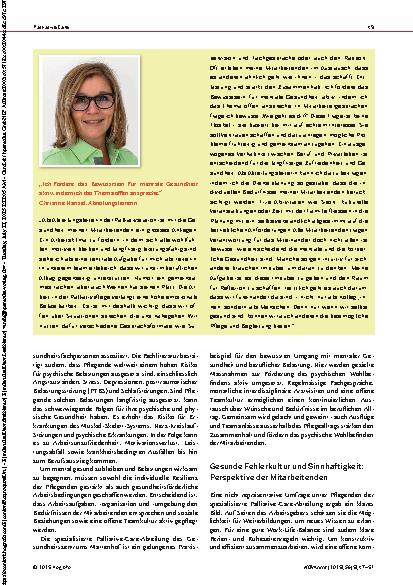 Vorschauseite 3: Mentale Gesundheit in der Palliative Care Was hilft in belastenden Situationen?