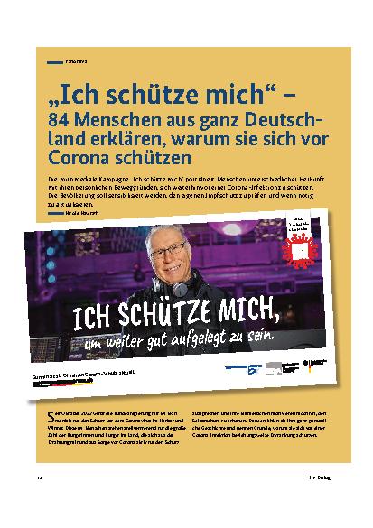Vorschauseite 1: Ich schütze mich“ – 84 Menschen aus ganz Deutschland erklären, warum sie sich vor Corona schützen