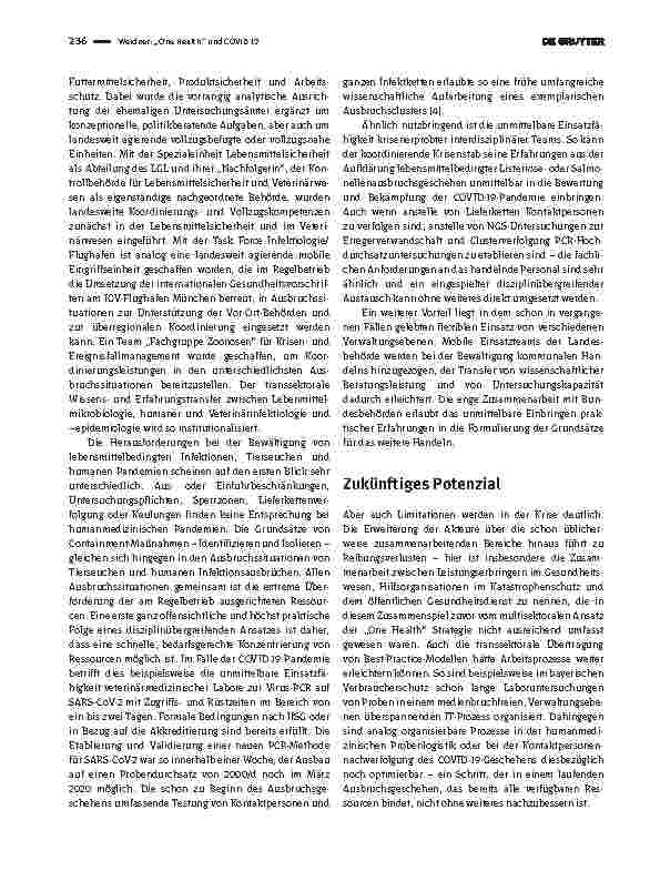 Vorschauseite 2: „One Health“ und COVID-19 – eine Bewährungsprobe