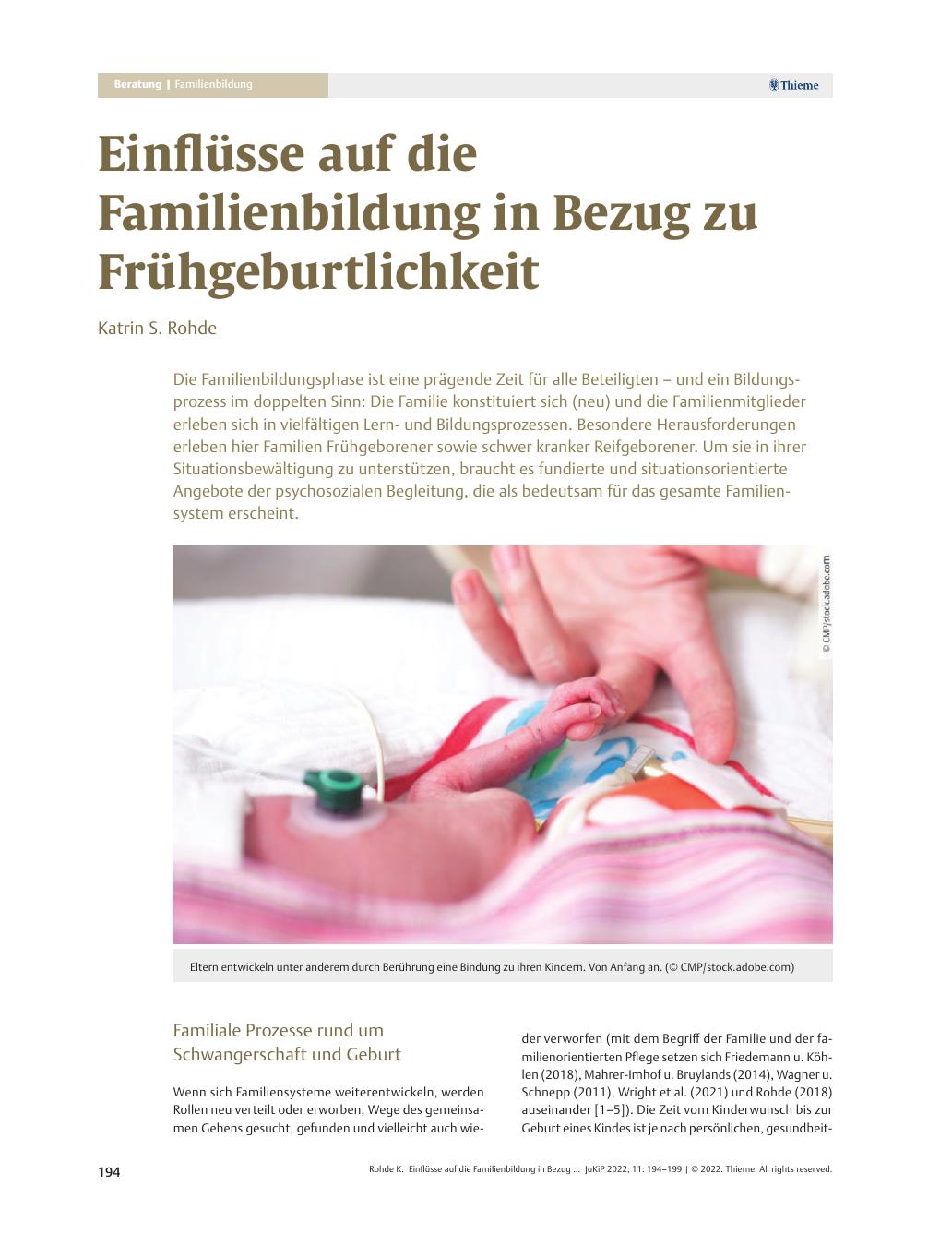 Vorschauseite 1: Einflüsse auf die Familienbildung in Bezug auf Frühgeburtlichkeit
