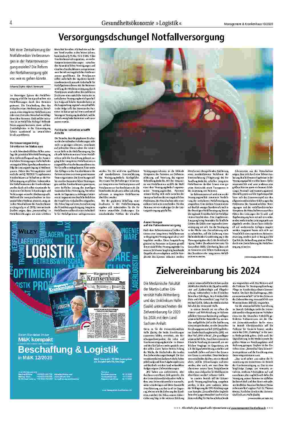 Vorschauseite 1: Gesundheitsökonomie » Logistik « The text is already correctly spelled.
