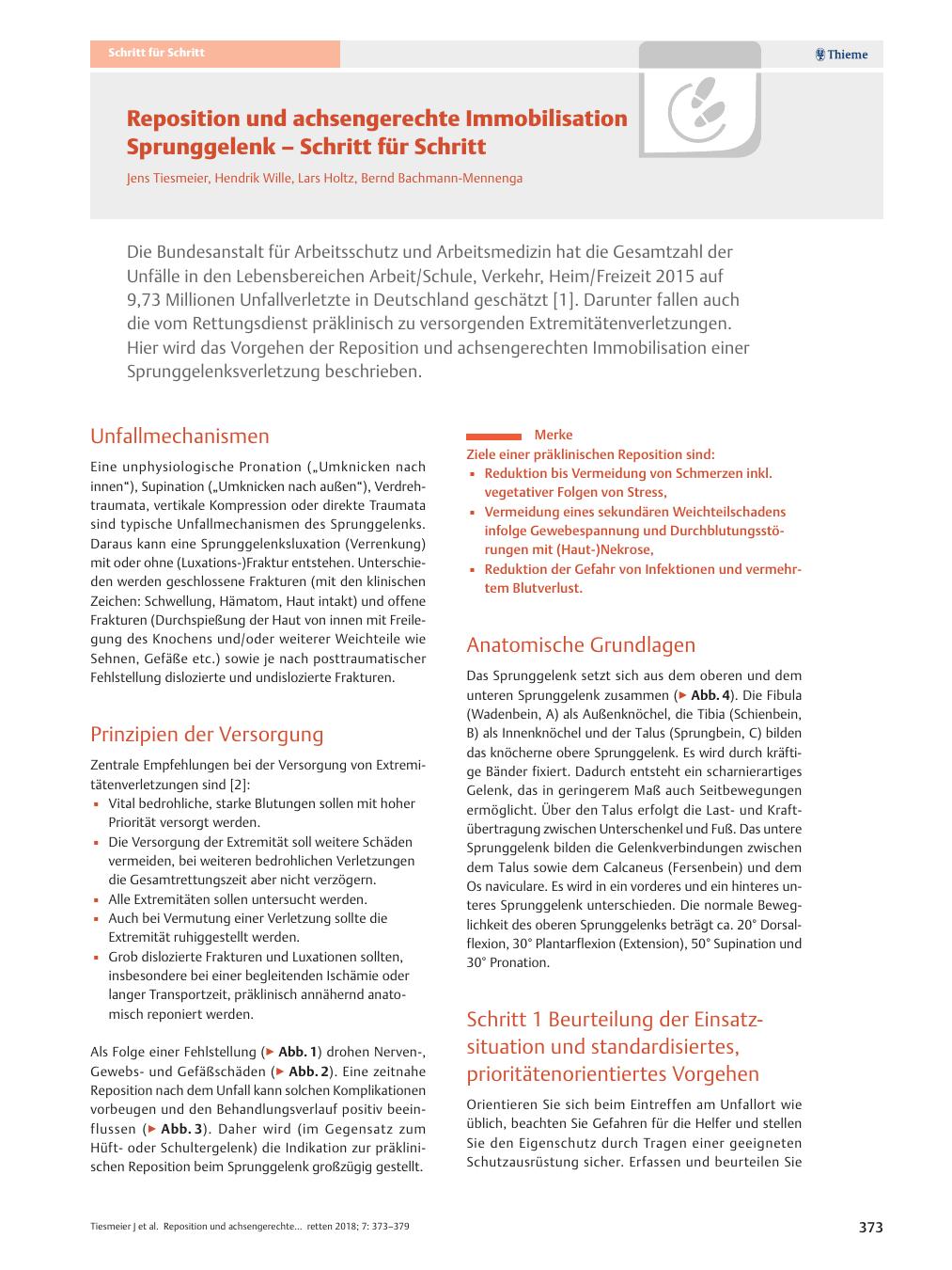 Vorschauseite 1: Reposition und achsengerechte Immobilisation Sprunggelenk ? Schritt für Schritt
