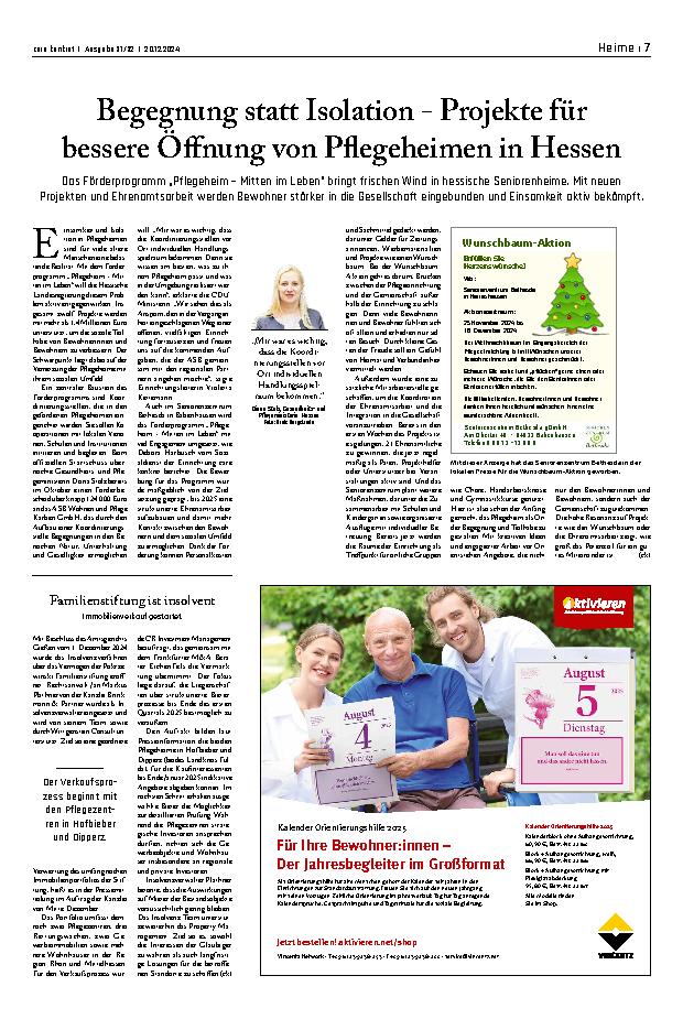 Vorschauseite 1: Begegnung statt Isolation - Projekte für bessere Öffnung von Pflegeheimen in Hessen