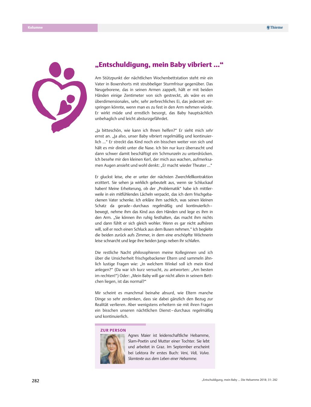 Vorschauseite 1: „Entschuldigung, mein Baby vibriert …“