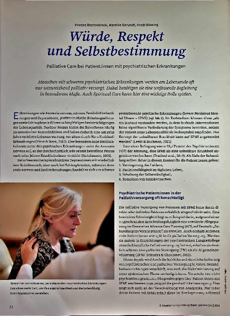 Vorschauseite 1: Würde, Respekt und Selbstbestimmung in der Palliative Care bei Patientinnen mit psychiatrischen Erkrankungen